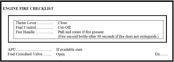 Generic Engine Fire Checklist (Contaminated Aircraft Air and Emergency Checklist)