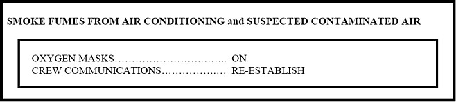 Airline A Boeing 747-400 SMOKE FUMES FROM AIR CONDITIONING and SUSPECTED CONTAMINATED AIR CHECKLIST